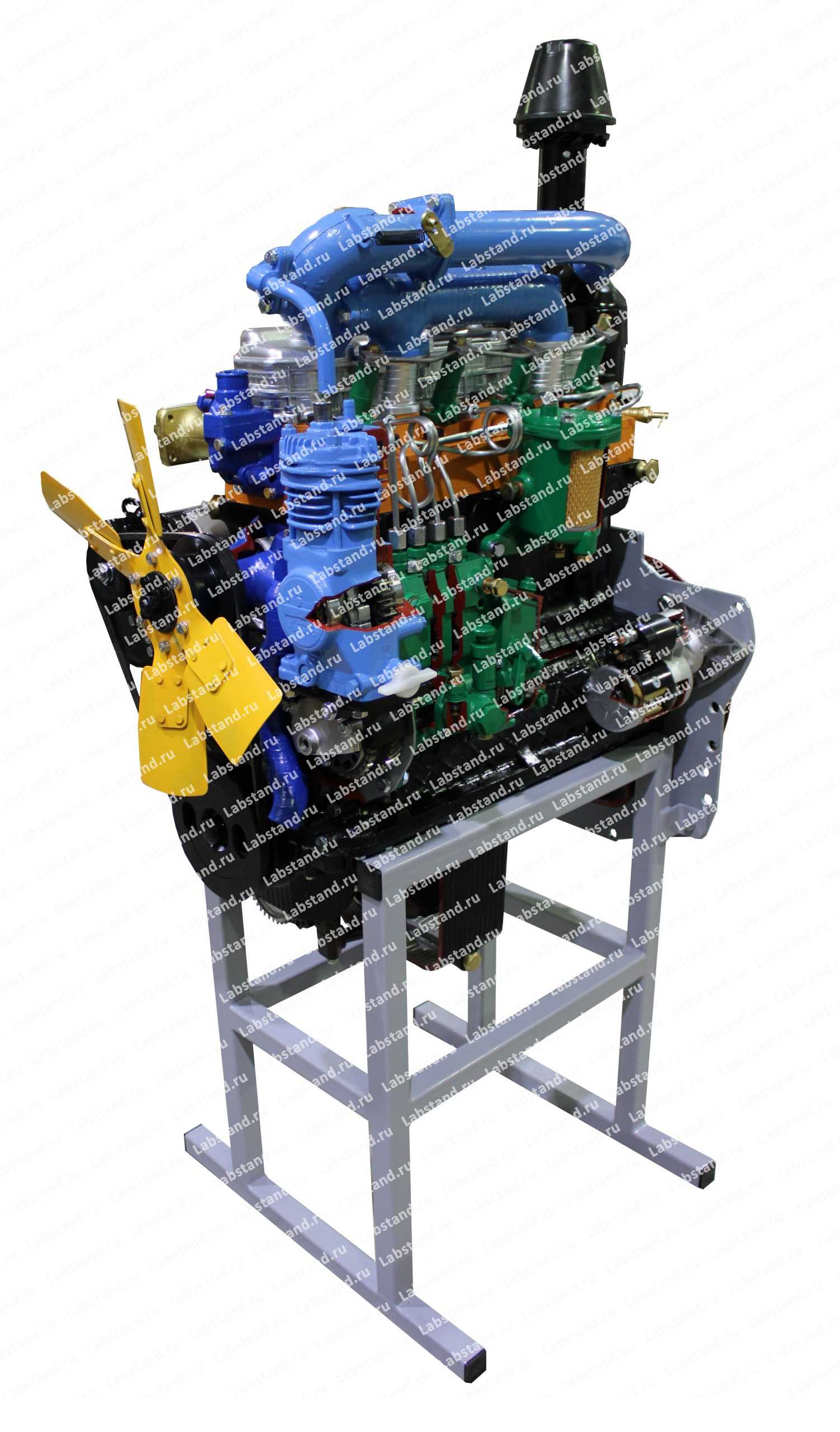 02.06.01.13 Демонстрационный макет «Двигатель дизельный трактора МТЗ-80-82 с навесным оборудованием» в разрезе