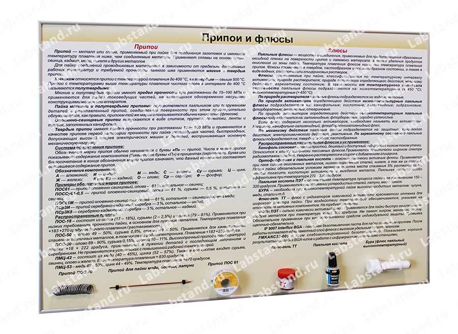 Стенд-планшет "Образцы припоев и флюсов"