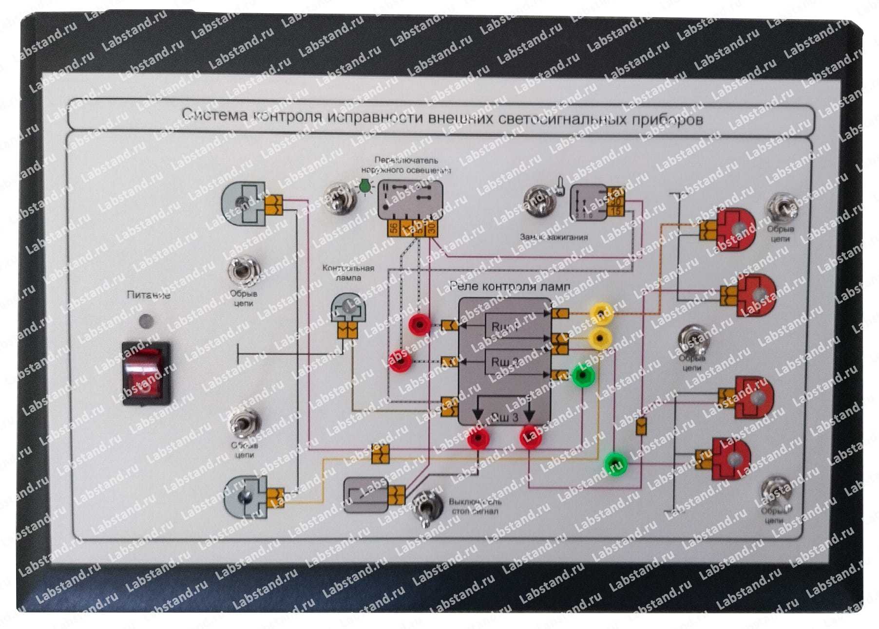 Лабораторный модуль «Система контроля исправности внешних светосигнальных приборов (ламп)»