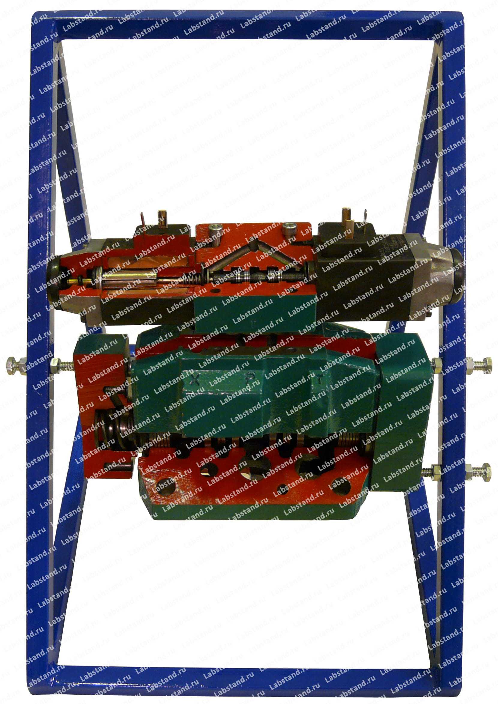 Разрезная модель гидрораспределителя с электрогидравлическим управлением