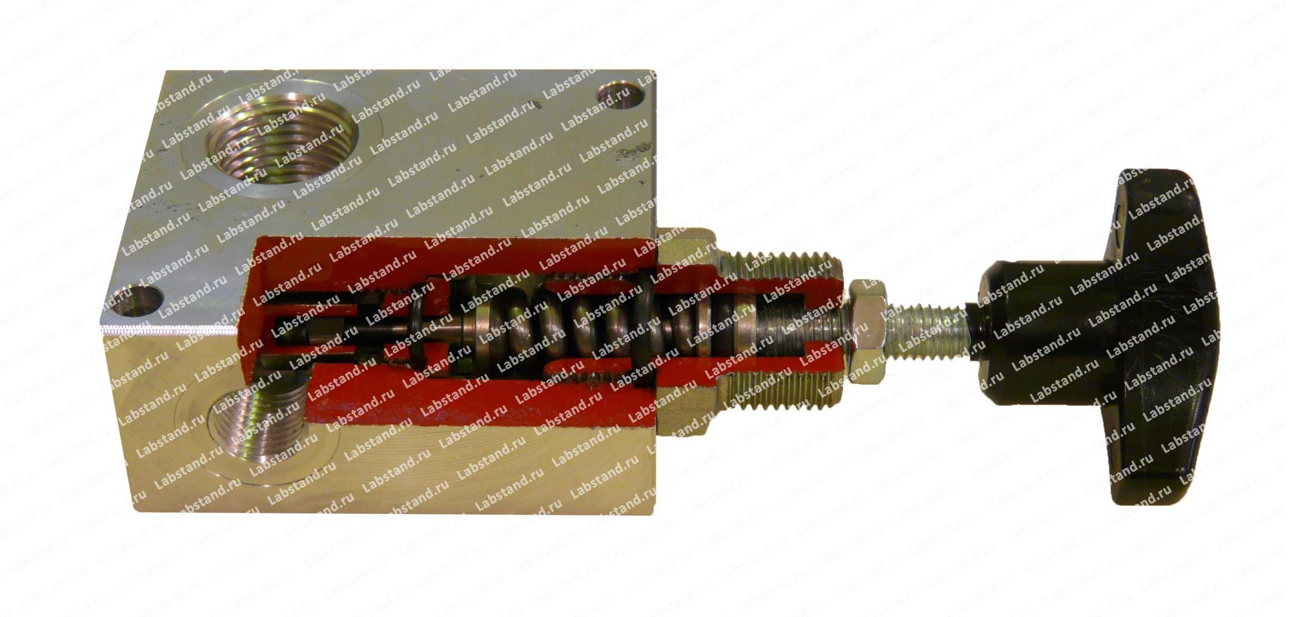 Разрезная модель клапана предохранительного прямого действия трубного монтажа