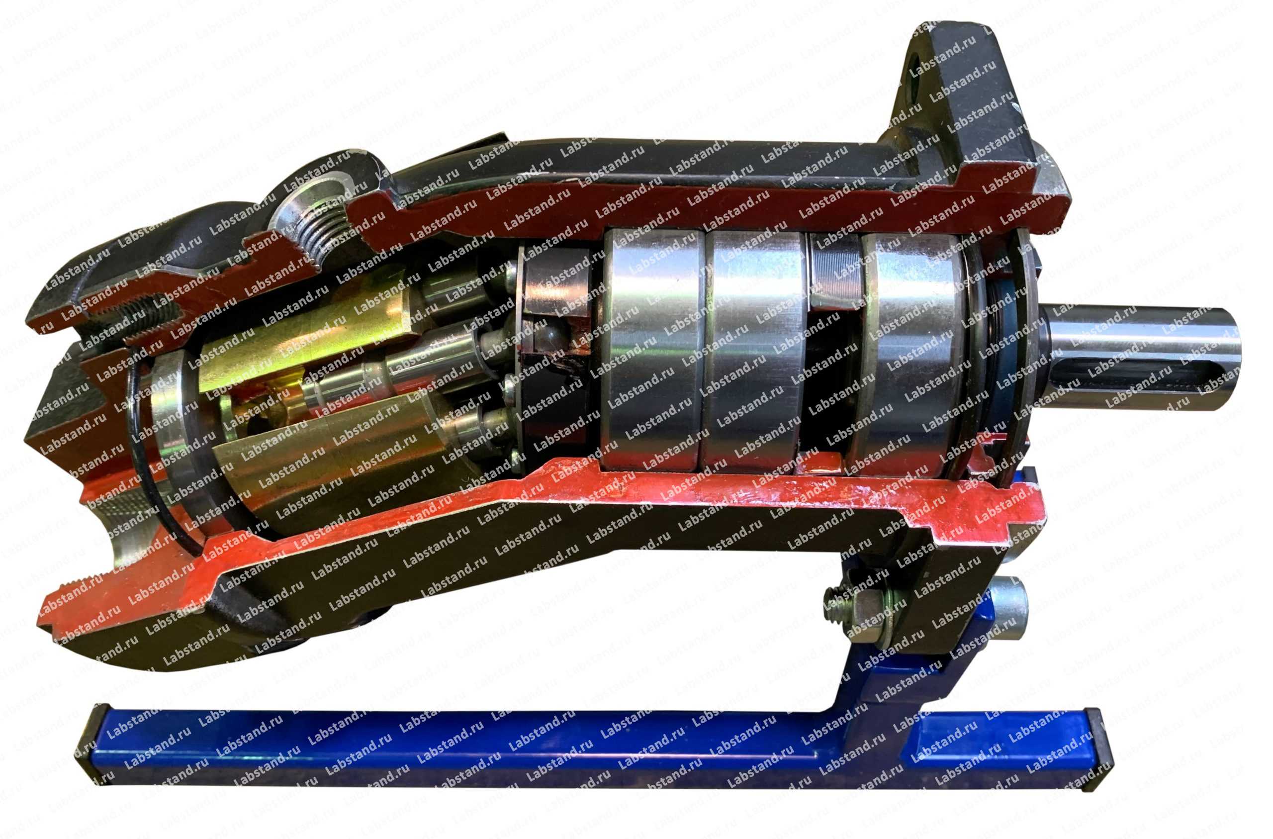 Разрезная модель насосамотора аксиально поршневого с наклонным блоком