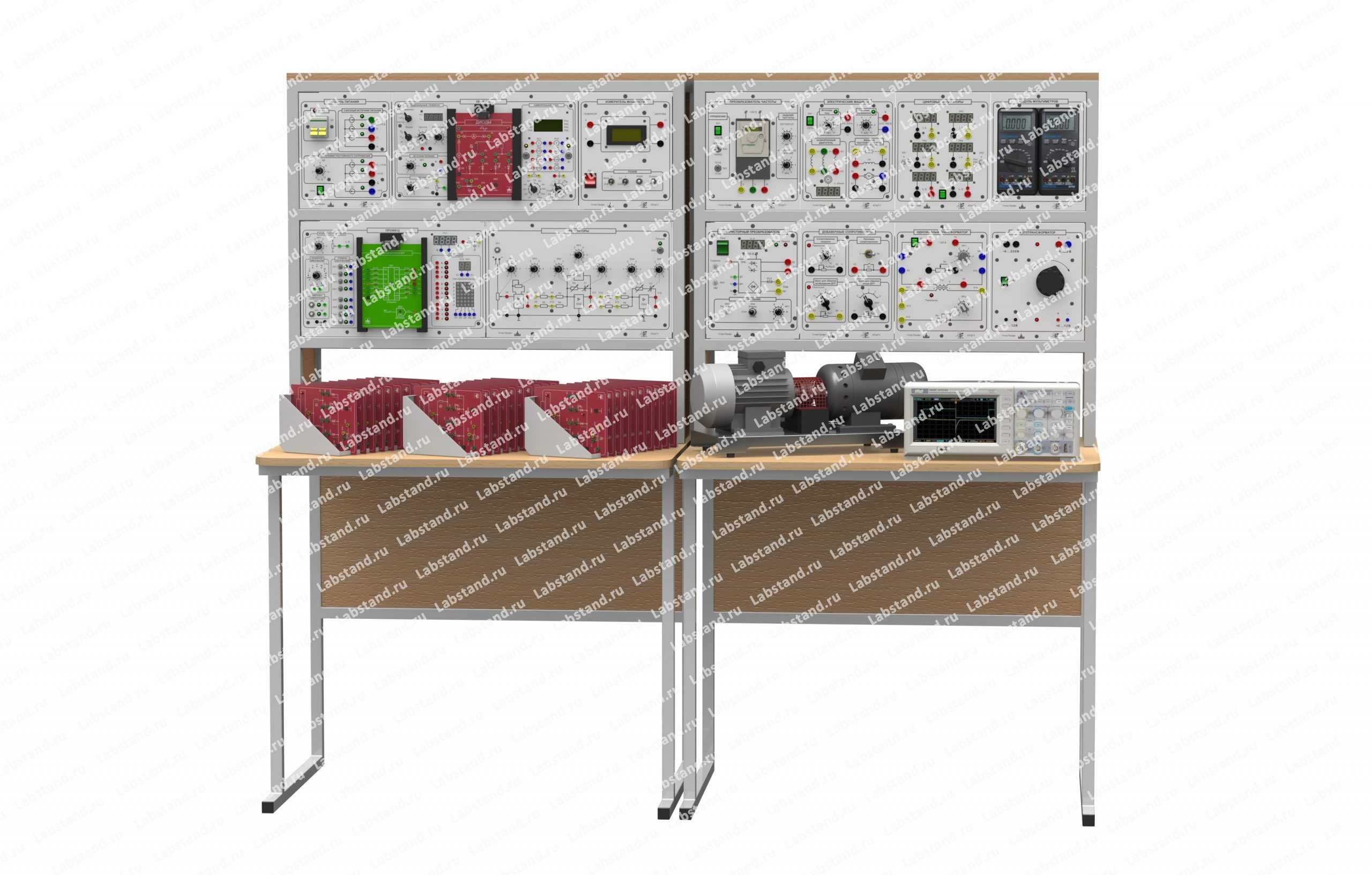 Типовой комплект учебного оборудования «Электротехника, Электроника, Электрические машины и Электропривод», исполнение стендовое ручное с цифровым осциллографом, Э4-3-СРЦ