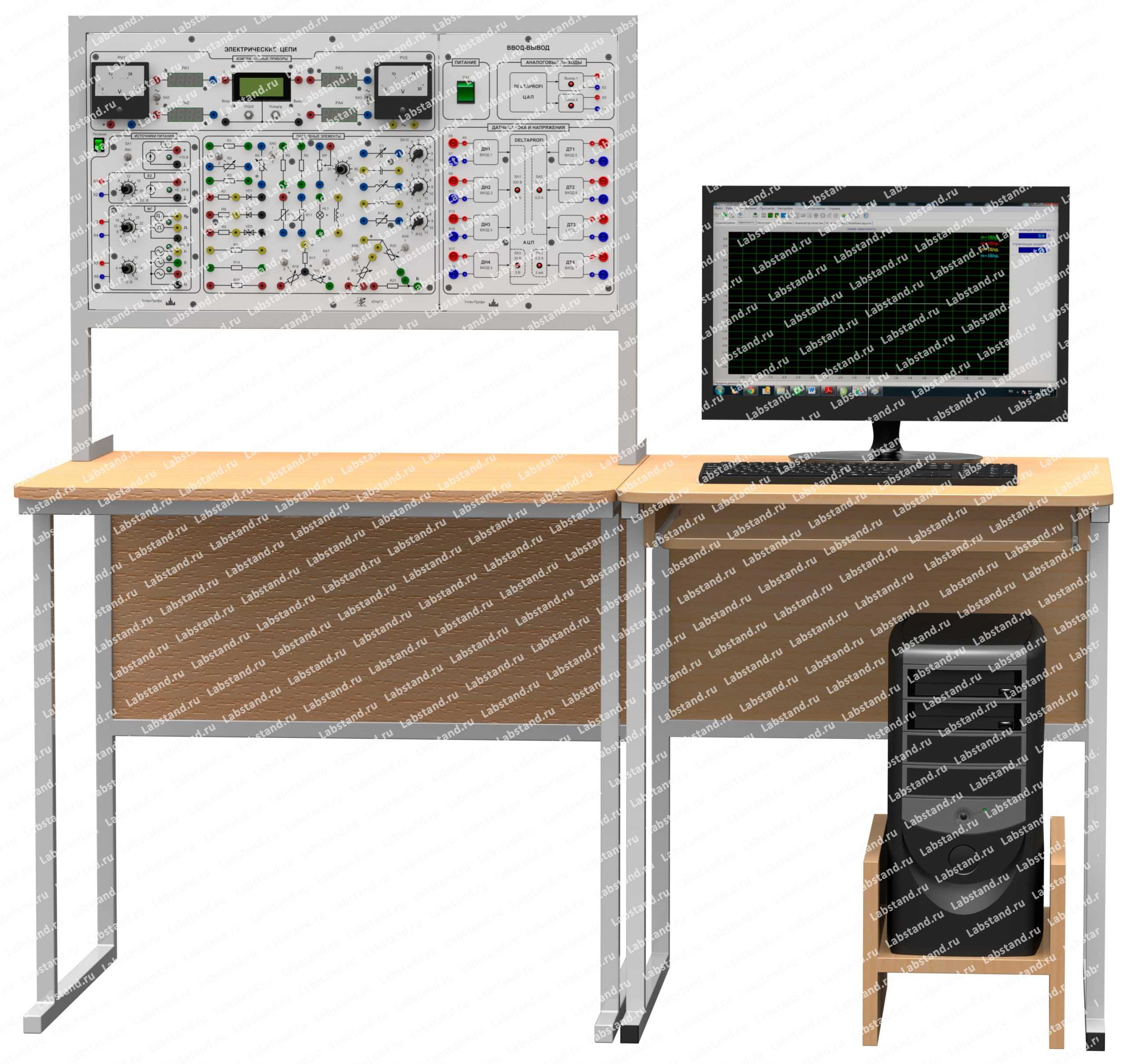 Типовой комплект учебного оборудования "Электрические цепи", исполнение стендовое компьютерное, ЭЦ2-М1-СК