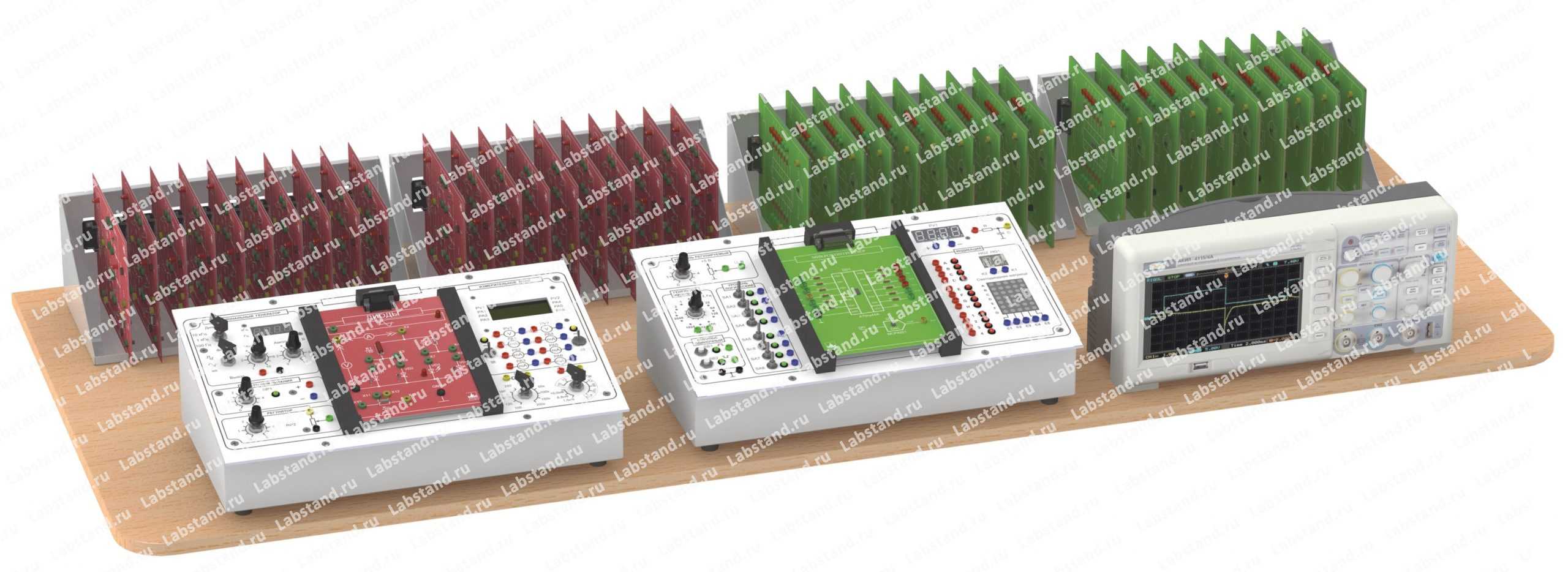 Типовой комплект учебного оборудования «Электроника и схемотехника», исполнение моноблочное ручное с осциллографом, ЭиС-МРЦ