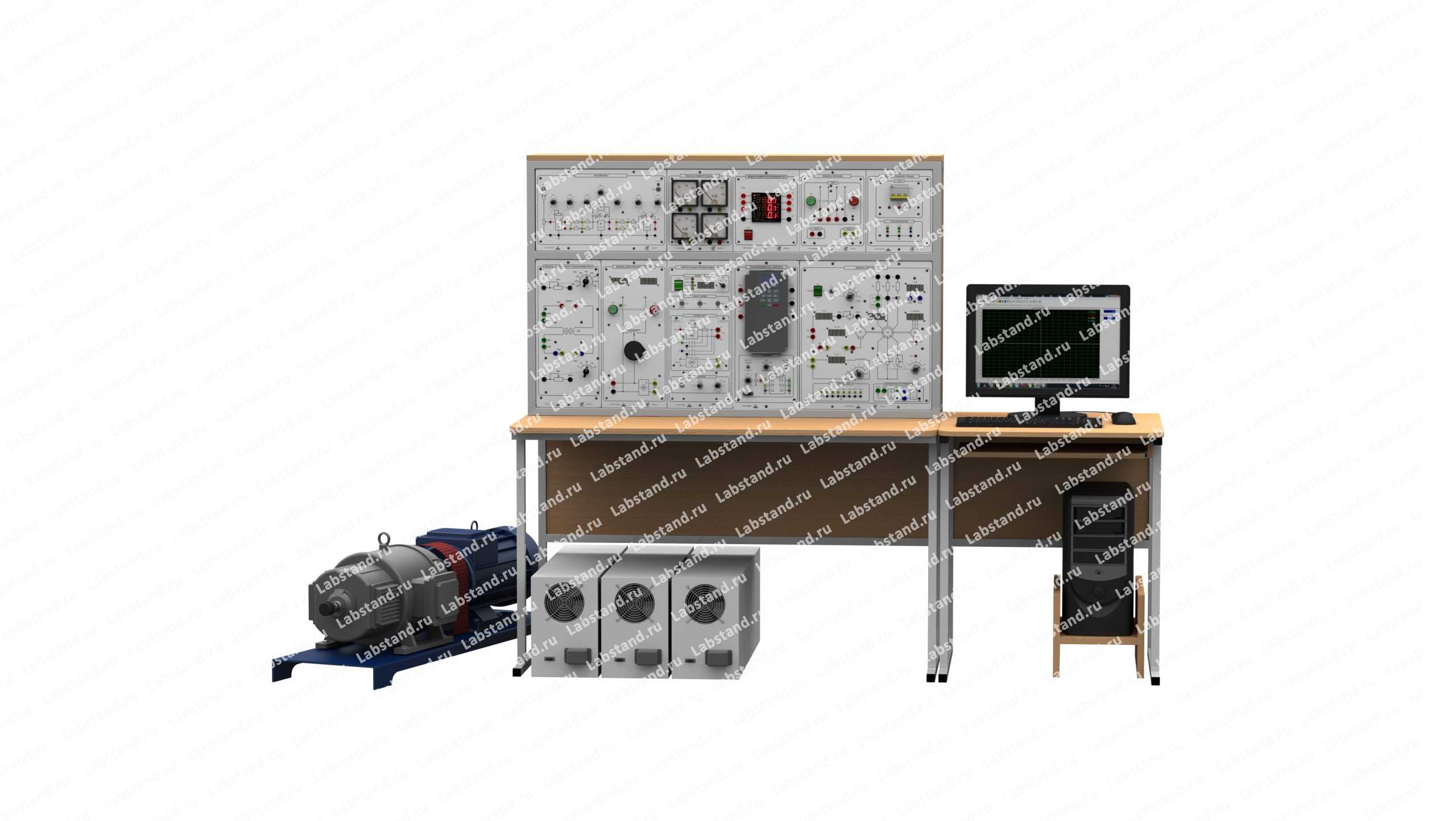 Типовой комплект учебного оборудования «Электрические машины и электропривод 1,5 кВт с универсальной машиной переменного тока», исполнение стендовое компьютерное, ЭМиЭП2-1,5-СК