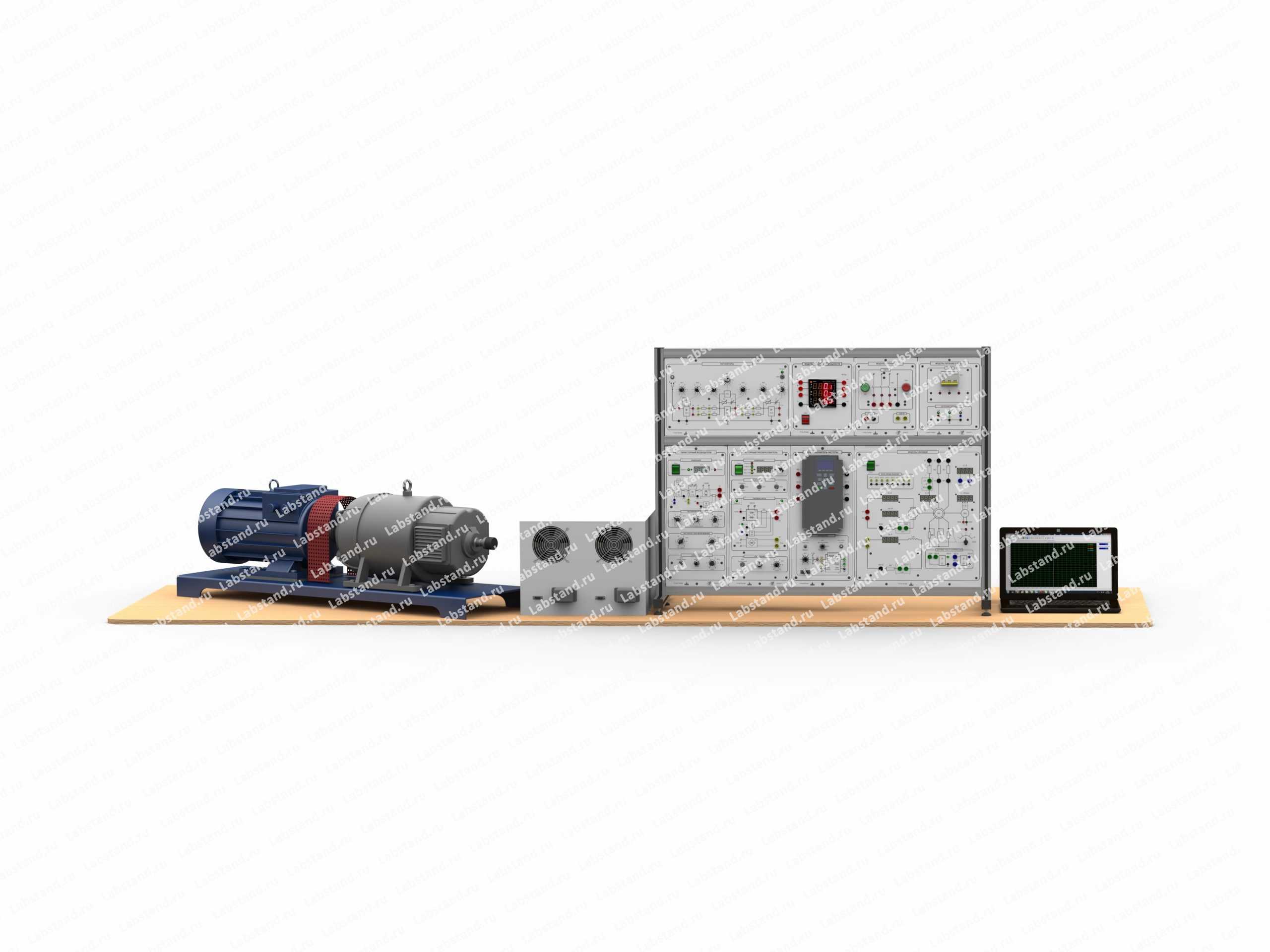 Типовой комплект учебного оборудования «Электропривод 1,5 кВт с универсальной машиной переменного тока», исполнение настольное с ноутбуком, ЭП2-1,5-НН