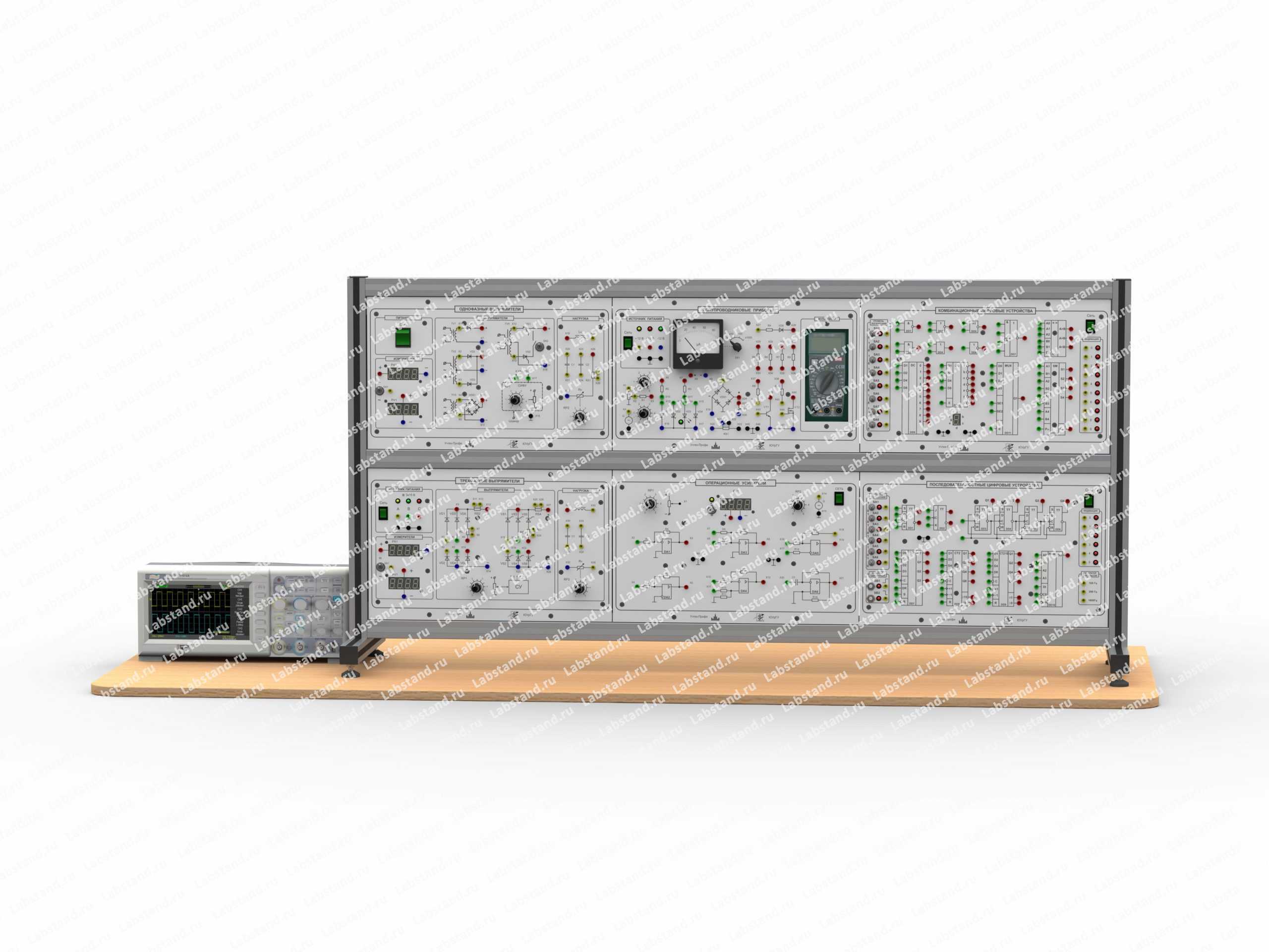 Типовой комплект учебного оборудования «Основы электроники», исполнение настольное ручное с осциллографом, 6 моноблоков, ОЭ-М6-НРЦ
