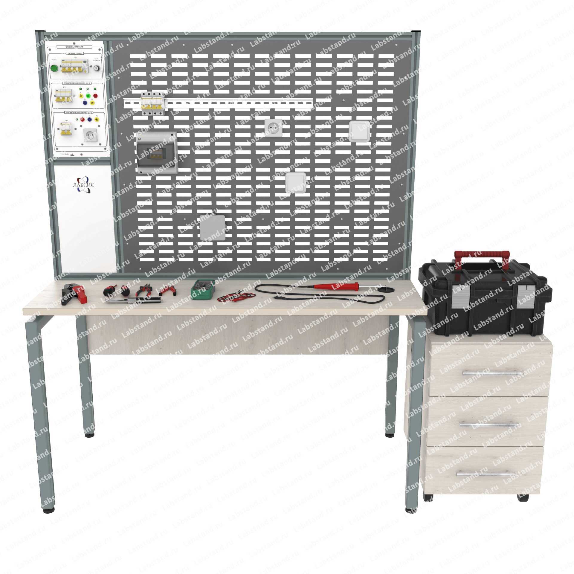 Типовой комплект учебного оборудования «Рабочее место электромонтажника II категории», исполнение стендовое ручное, РМЭМ-2К-СР