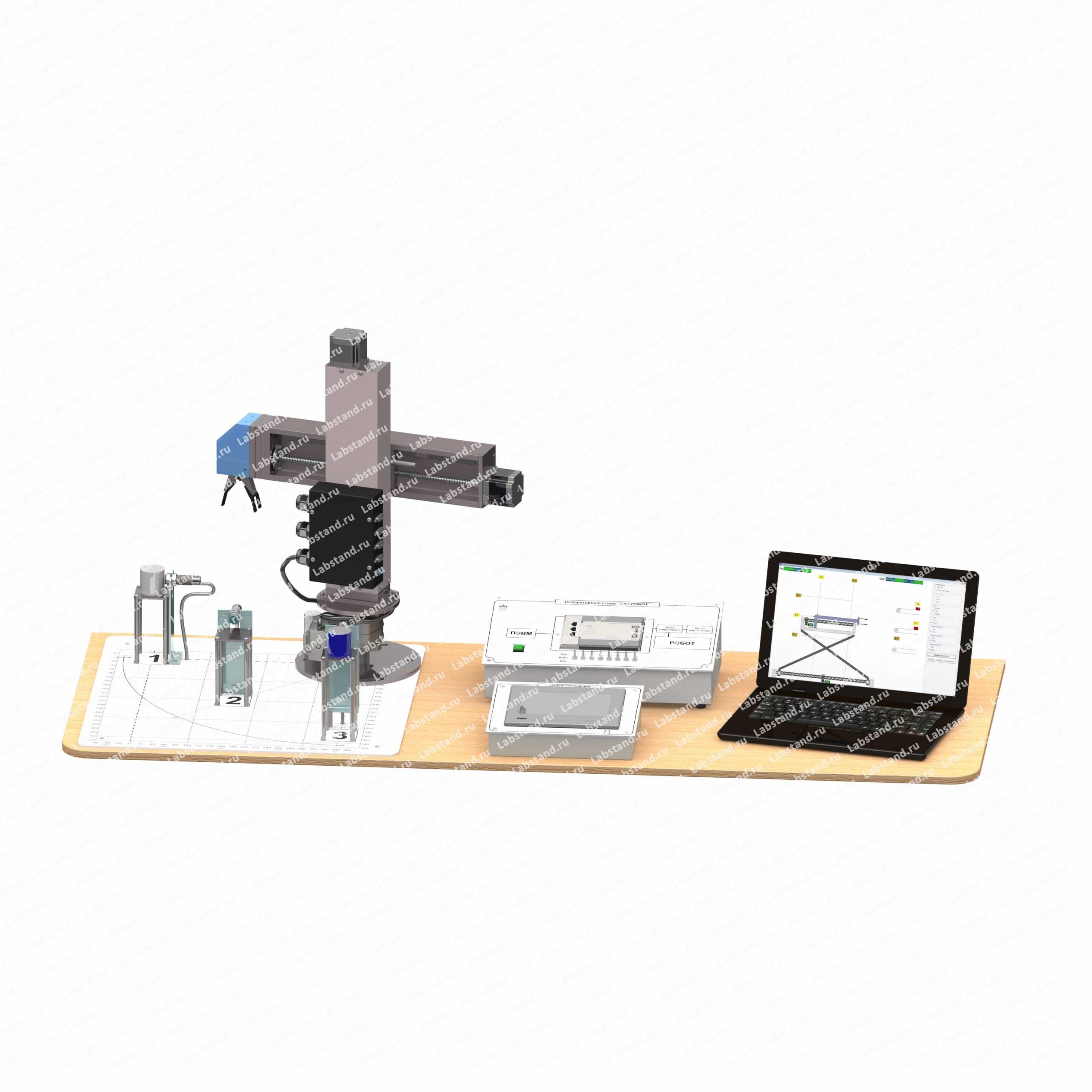 Типовой комплект учебного оборудования «Средства автоматизации и управления робота-манипулятора», исполнение настольное с ноутбуком, САУ-РОБОТ-НН
