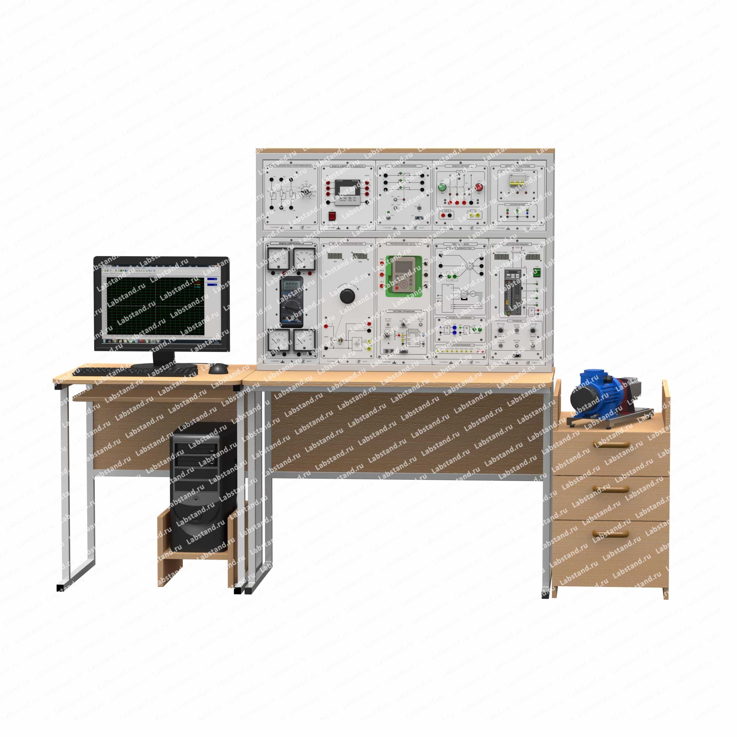 Типовой комплект учебного оборудования «Синхронные машины и электропривод переменного тока», исполнение стендовое компьютерное, СМиЭП-СК