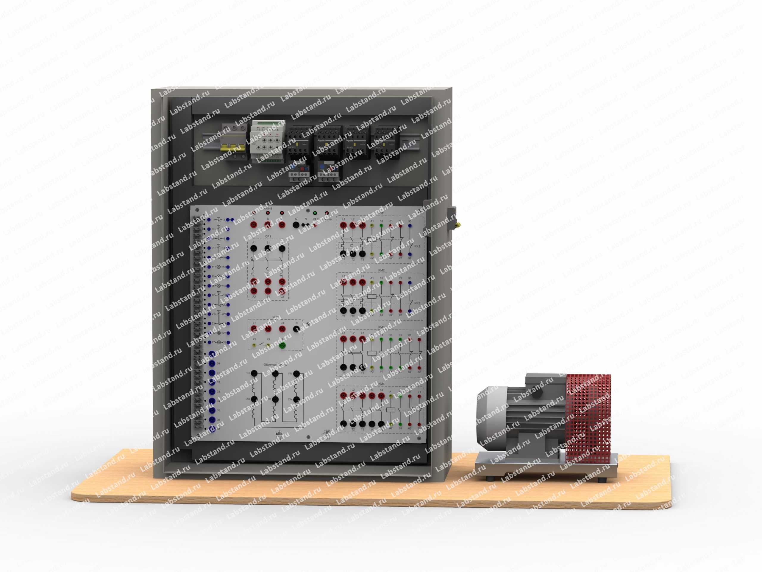 Типовой комплект учебного оборудования «Система управления двухскоростным асинхронным двигателем с короткозамкнутым ротором», исполнение шкаф управления, ручное, СУ-АДКР-ШР